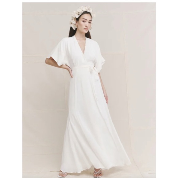 REFORMATION Winslow Wrap Maxi Dress in Ivory Size SP - Picture 7 of 10